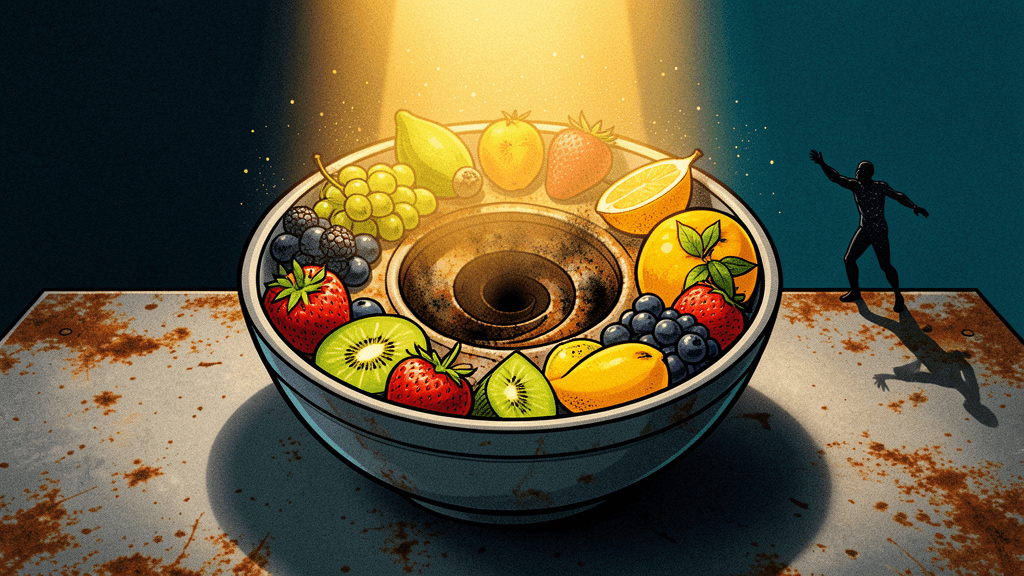 Hermes' style applied to a bowl of fresh summer fruit on a kitchen table